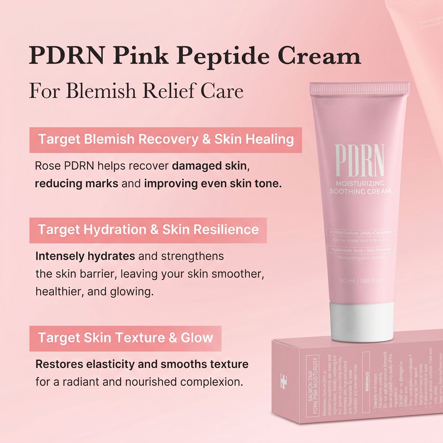 Pink Salmon PDRN Cream for Moisturizing and Soothing Skin