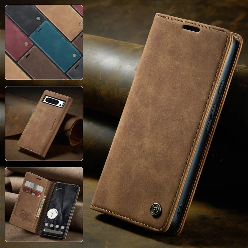 Retro Magnetic Flip Leather Case