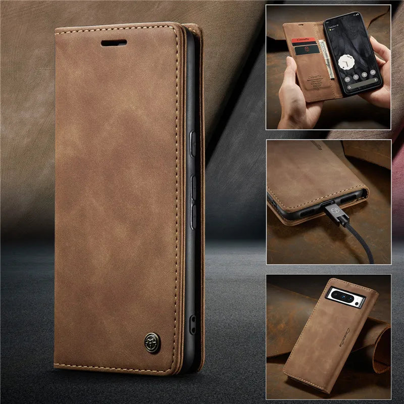Retro Magnetic Flip Leather Case