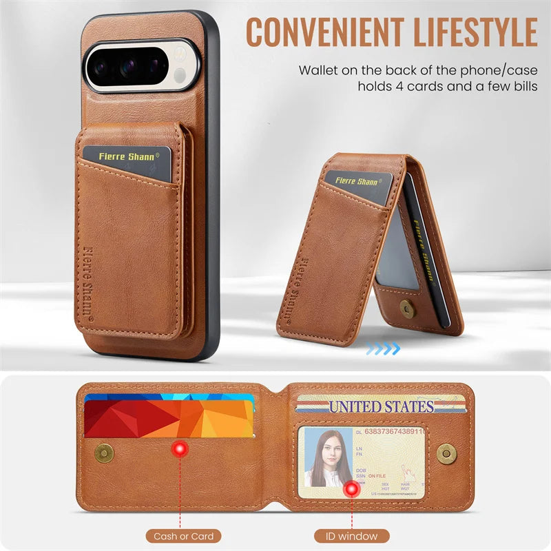 2 in 1 Magnetic Leather Pixel Phone Case and Wallet